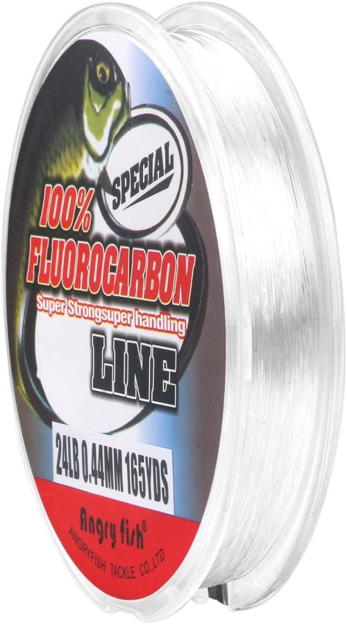 ANGRYFISH Fluorocarbon Fishing Line - 100% Invisible Underwater, Ultralow Stretch, 2-30LB