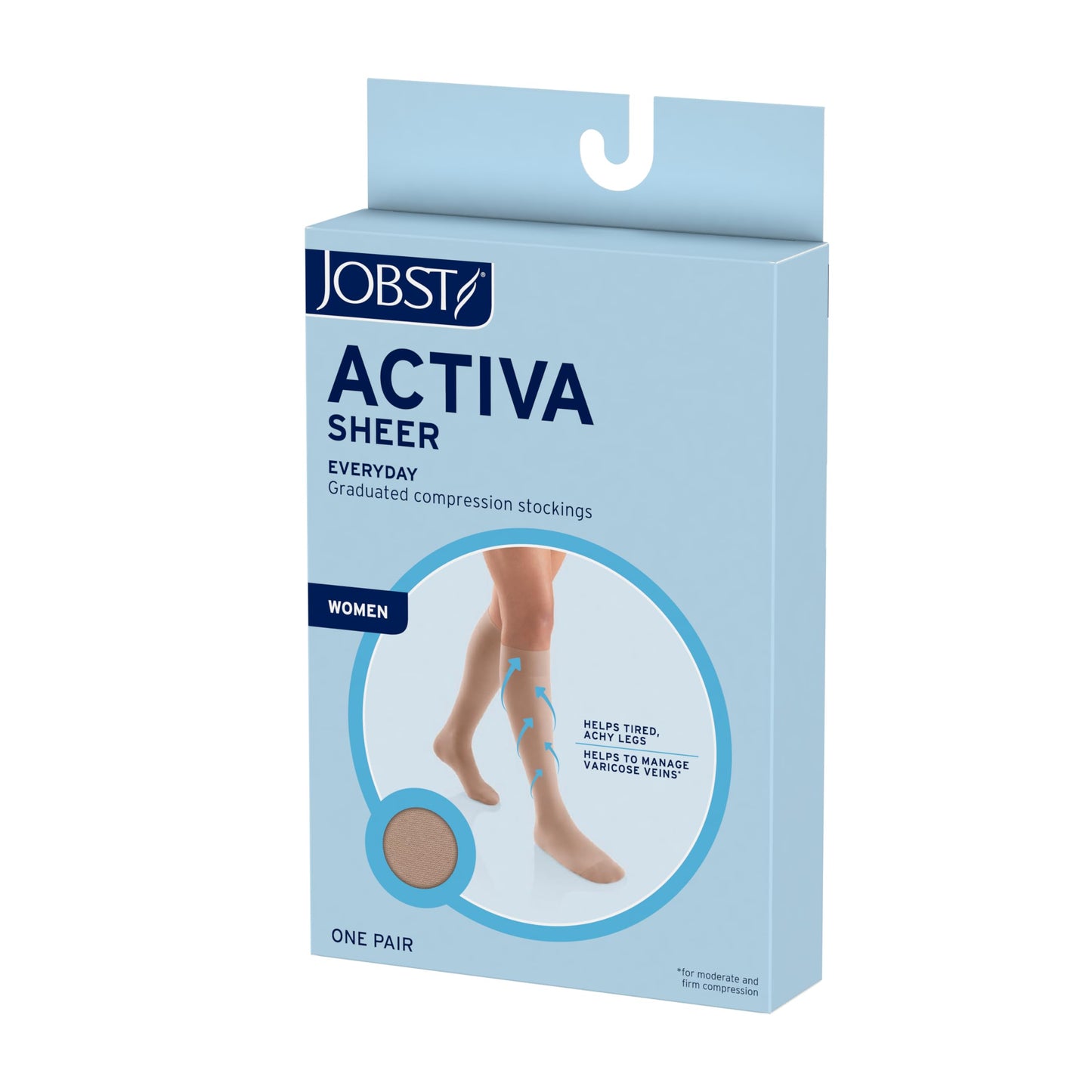 JOBST Activa Sheer 20-30 mmHg Compression Socks Knee High, Closed Toe, Silky Beige, Small
