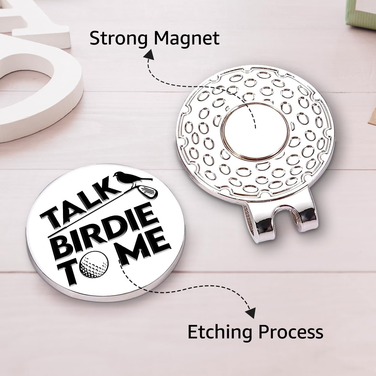 Hafhue Talk Birdie to Me Golf Ball Marker with Magnetic Hat Clip, Funny Golf Accessories and Golf Gifts for Men Women Dad Mom Grandpa, Birthday for Golfer Golf Lover Golf Fan(GM063)