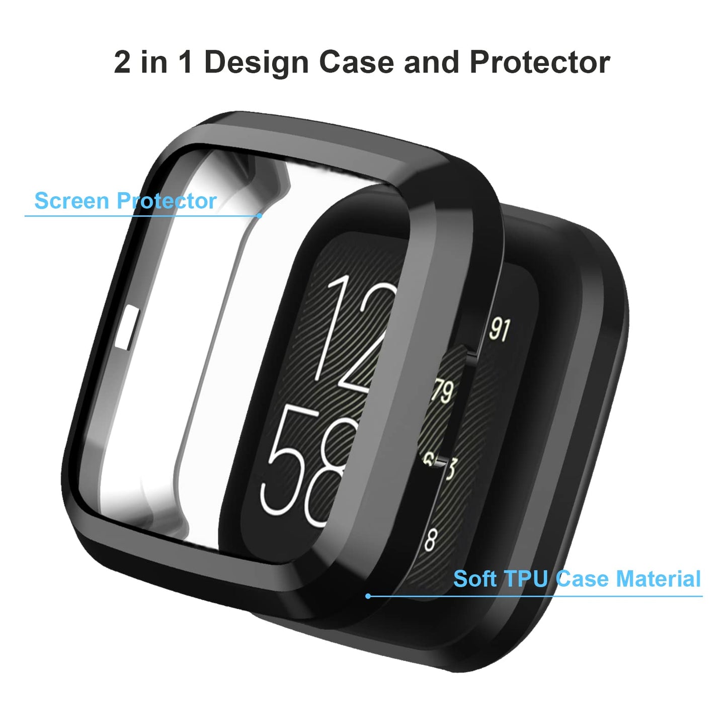 12 Pack Case for Fitbit Versa 2 with Screen Protector, Haojavo Soft TPU Full Protective Cover Ultra-Thin Scratch Resistant Slim Fit Plated Bumper for Fitbit Versa 2 Accessories