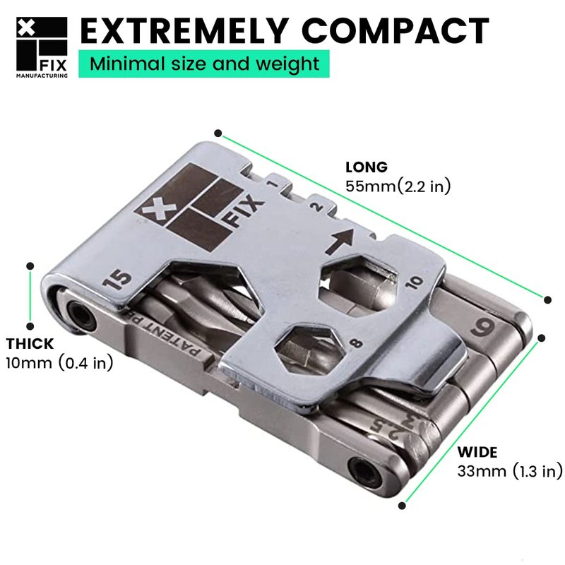 Fix Manufacturing Wheelie Wrench™ Bike Tool Compact and Portable Multi Tool for Bicycle Repair and Maintenance Perfect to fix Most Road, Mountain, and BMX Bikes