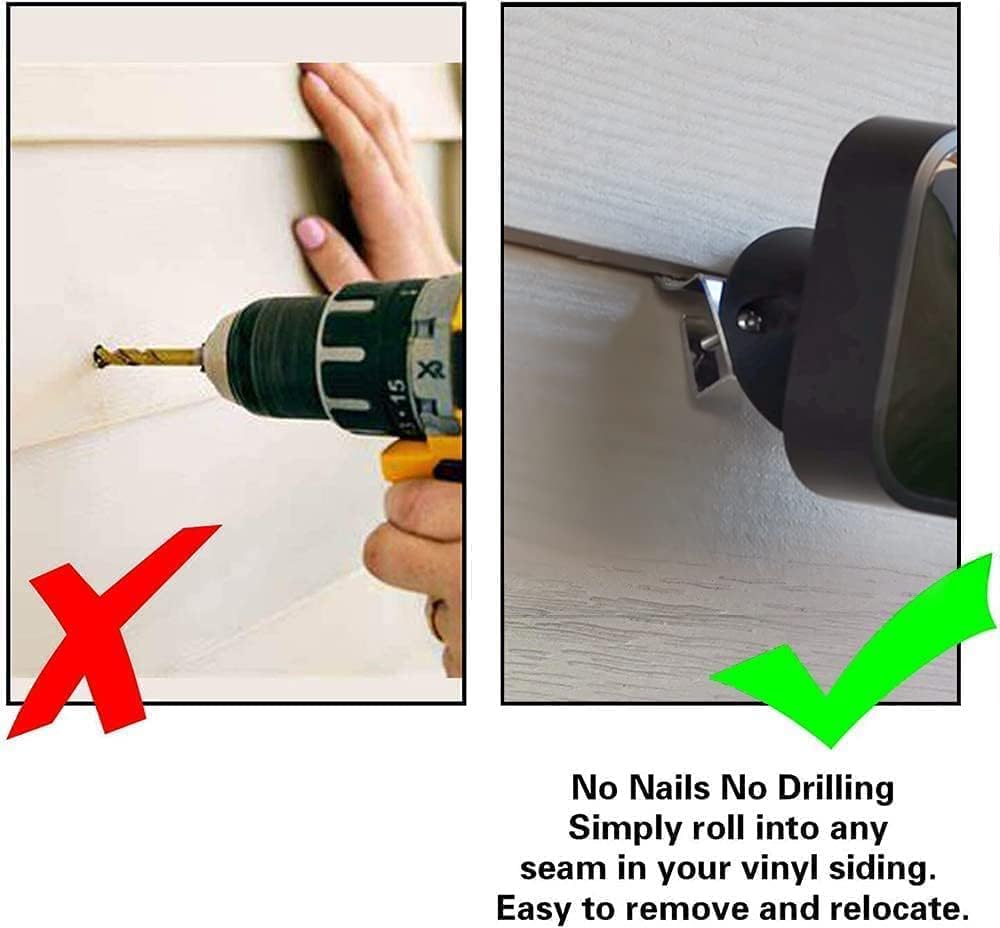 Antimbee Vinyl Siding Clips - 10 Pack Hangers, Upgrade No-Hole Outdoor Camera Mount for Blink, Arlo, Ring - No Damage, No Drilling, Weatherproof 304 Stainless Steel Home Siding Hooks