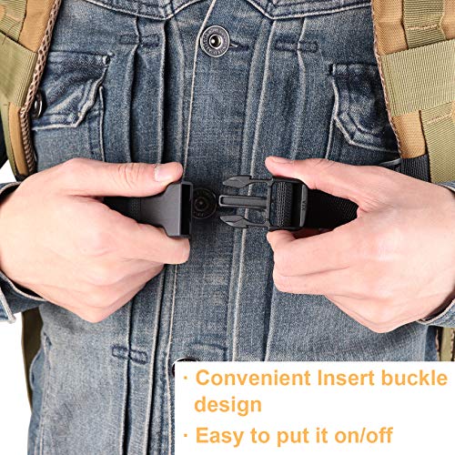 Adjustable Chest Strap Backpack Belt with Buckle - Black