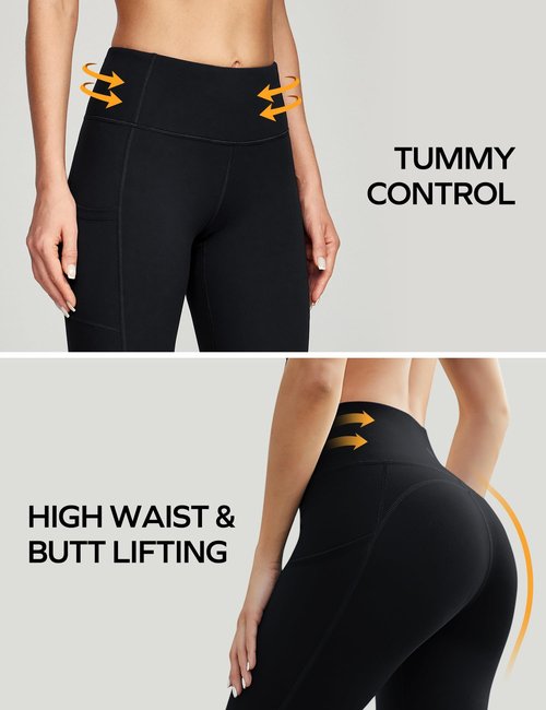 Ewedoos Women's Yoga Pants with Pockets Leggings for Women Tummy Control Compression Workout Leggings for Women New-Black