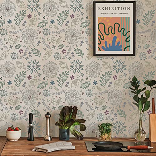 GSS Designs Allover Floral Daisy Wall Stencils 12x16Inch Garden Flowers Wall Stencils for Painting Floral Stencil for Wall Wood Furniture Craft Art