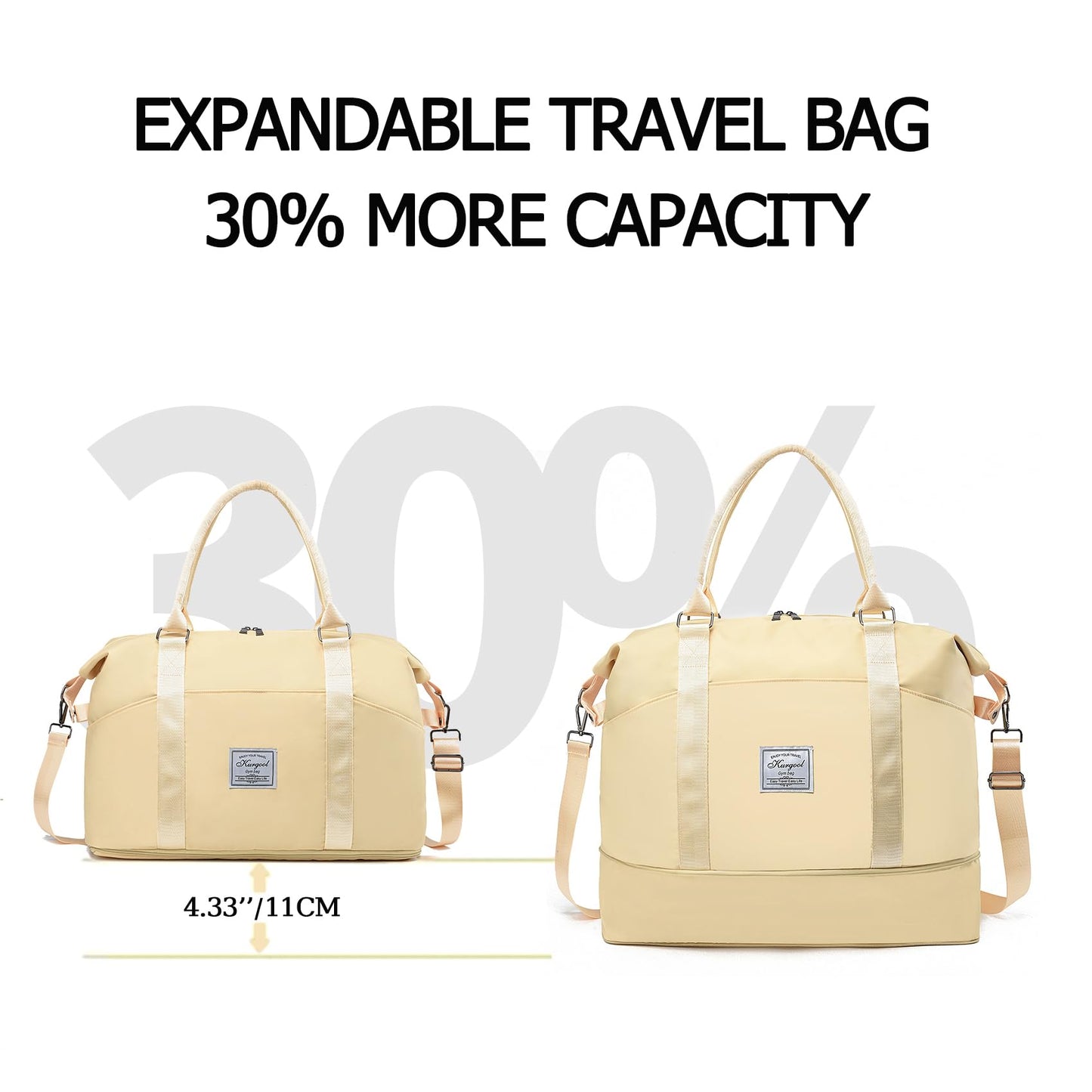 Large Travel Bag with Wet Pocket, Multiple Pockets Gym Duffel Tote Bag, Waterproof Carry On Bag with Trolley Sleeve