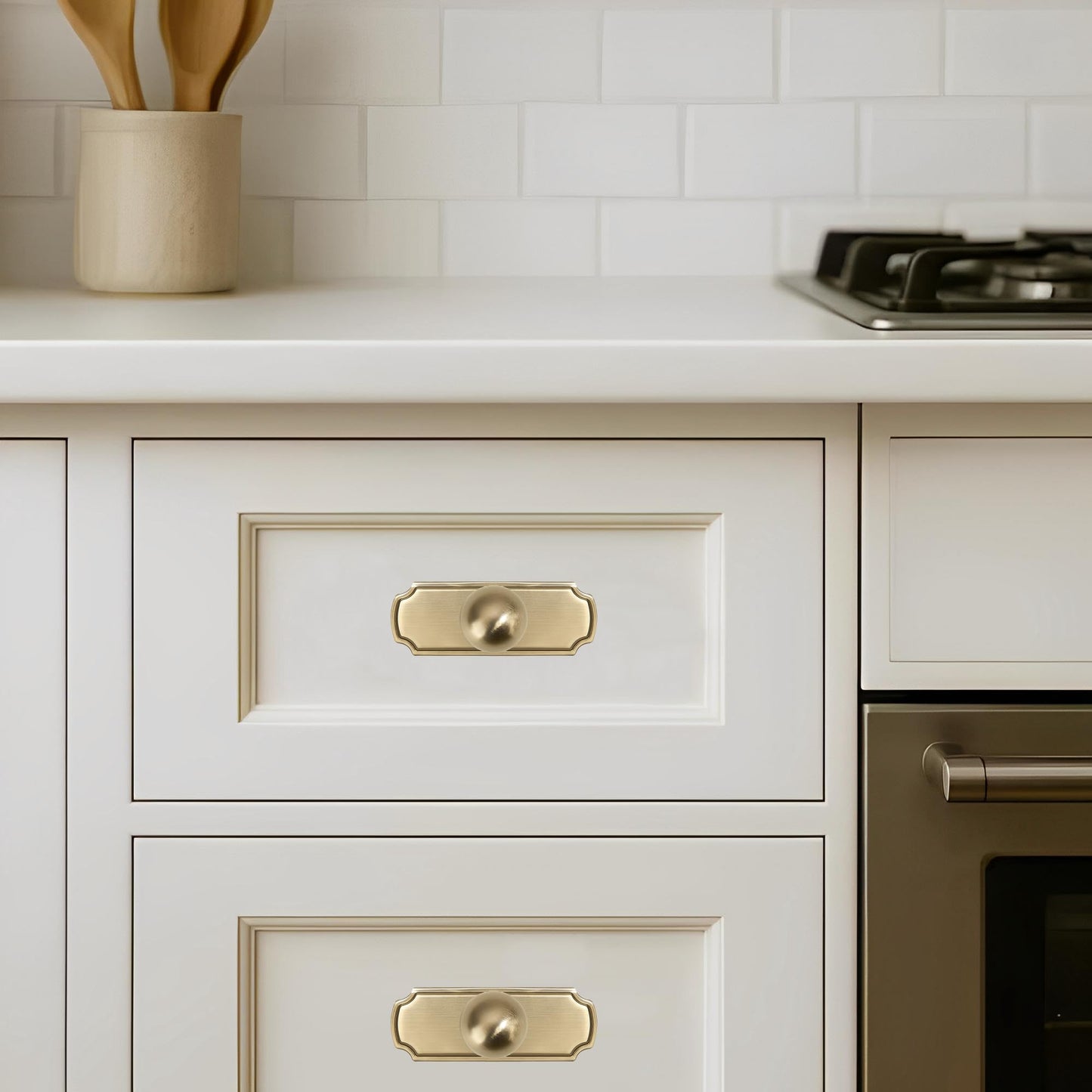 khtumeware 2-Pack Heavy Duty Solid Backplate for Cabinet Knobs Brushed Brass Drawer Knobs with Backplate Suitable for Dresser and Kitchen Cabinet Hardware.