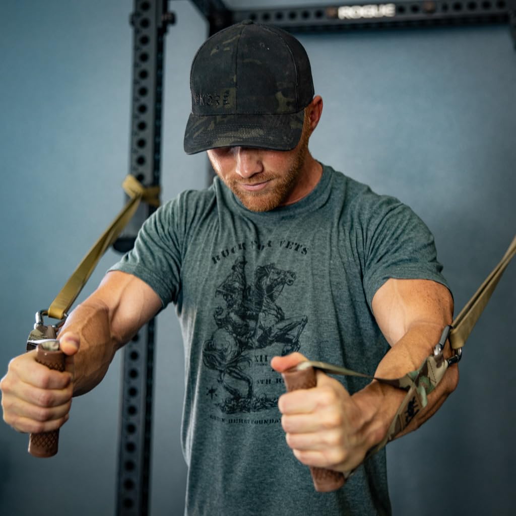 Iron InfideI Resistance Band Handles - Cable Machine Handles Attachment and Door Anchor for Exercise Bands, Great Accessory for Home Gym Workout Equipment & Pull Up Assistance Bands (Camo)