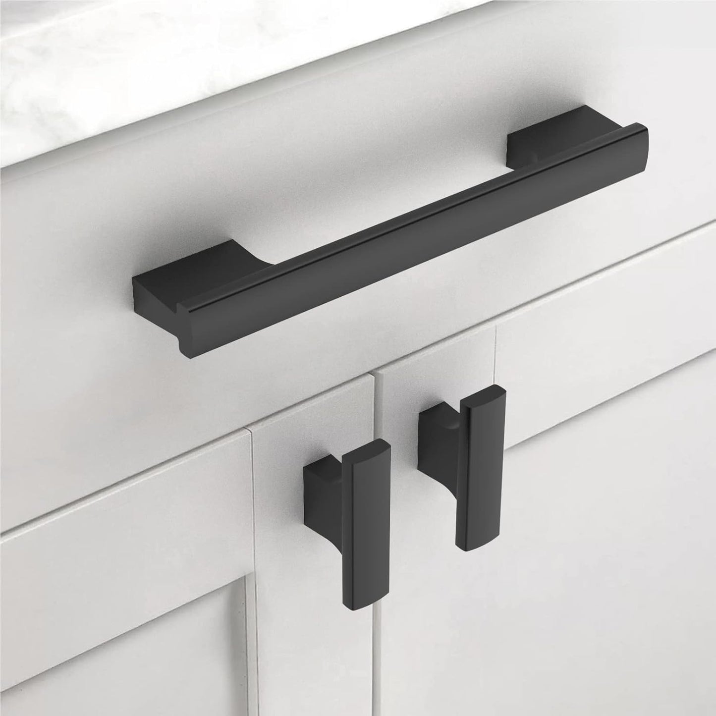 30 Pack Matte Black Kitchen Cabinet Knobs - Stylish Zinc Drawer Hardware for Dresser