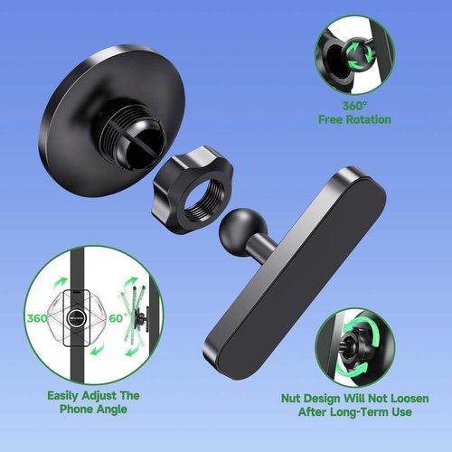 MBYLOEBA Magnetic Golf Cart Phone Holder & Gym Mount - N52 Strong Magnet for Any Metal Surface, Versatile Golf Cart Accessories, Birthday Gifts for Men Husband, Fits MagSafe iPhone 17-12 (Black)