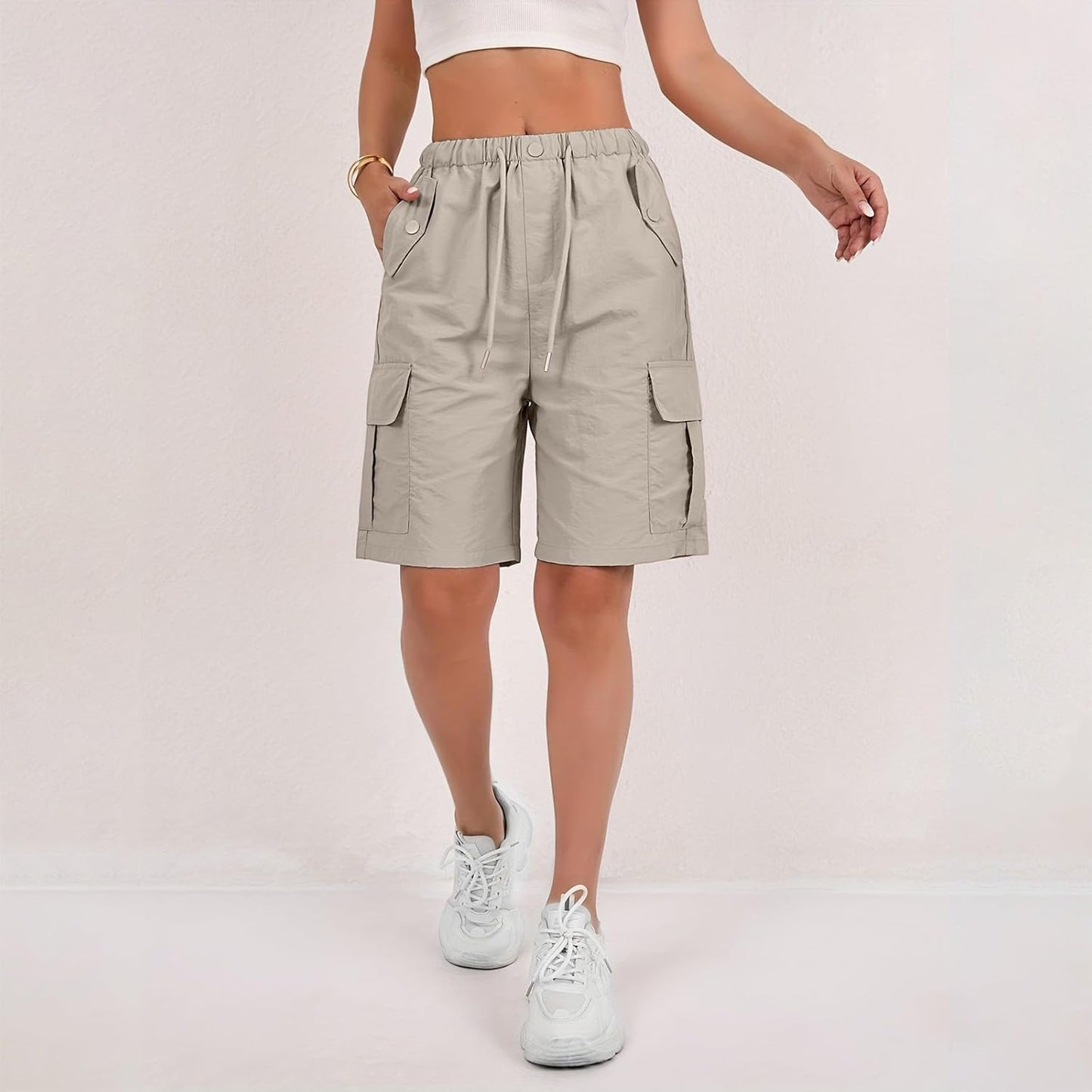 Skiennix Bermuda Shorts for Women - Quick Dry Cargo Shorts with Pockets | Knee Length Hiking Shorts