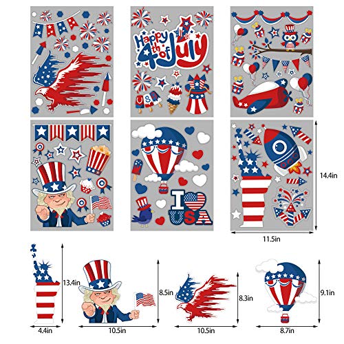 Patriotic 4th of July Window Clings - 100 Pcs PVC Decals