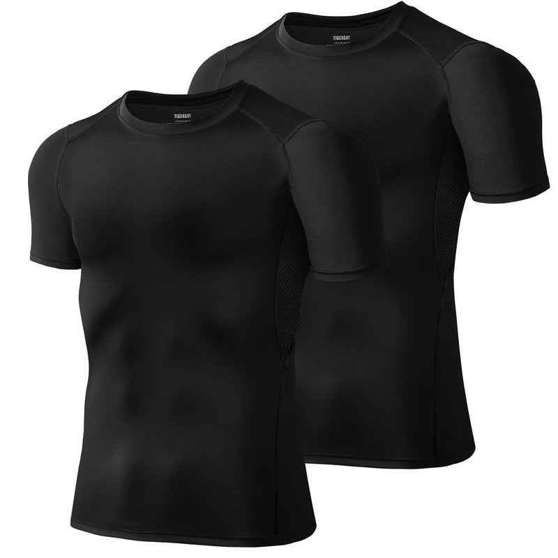 Tigersay Men's Compression Shirts, Short Sleeve T-Shirt Athletic Compression Tops Workout Sports Base Layer Undershirt