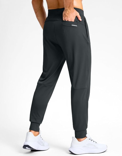 G Gradual Men's Golf Joggers - Slim Fit Stretch Sweatpants with Zipper Pockets | Ideal for Work & Running