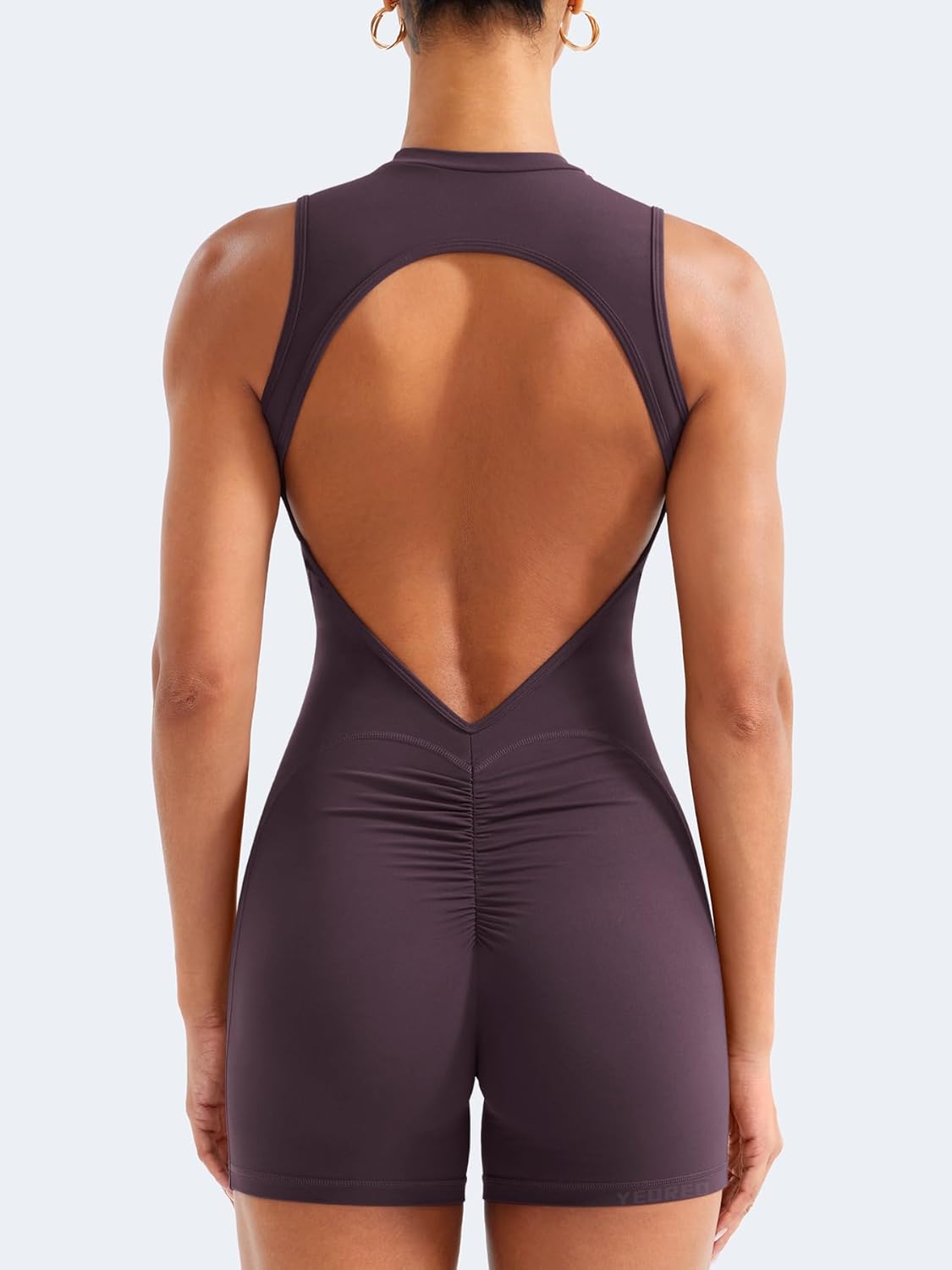 YEOREO Backless Workout Jumpsuit - Sleeveless One-Piece Romper with Pads for Yoga | Tessia Scrunch Butt Design