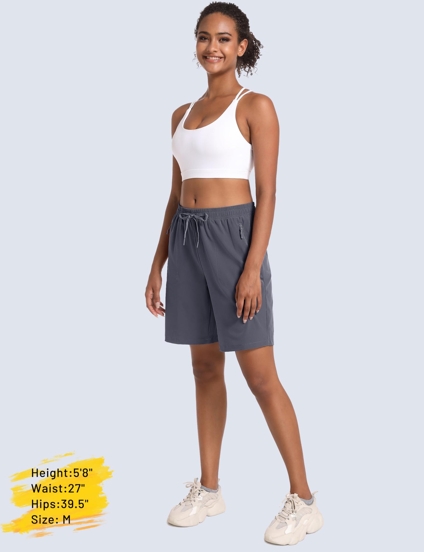 MAGCOMSEN Hiking Shorts Women Water Resistant with Pockets Quick Dry Lightweight Outdoor Golf Dark Grey L