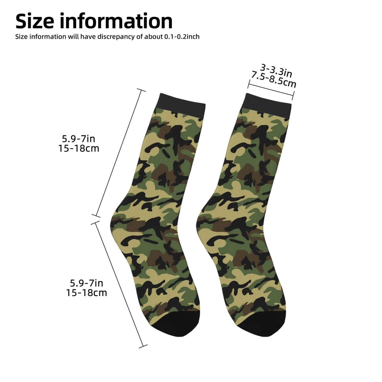 hococal Army Green Camouflage Kids Soccer Socks Boys Girls Child Cute Youth Funny Sport Athletic Crew Over the Calf Socks for Running Softball Baseball Cycling