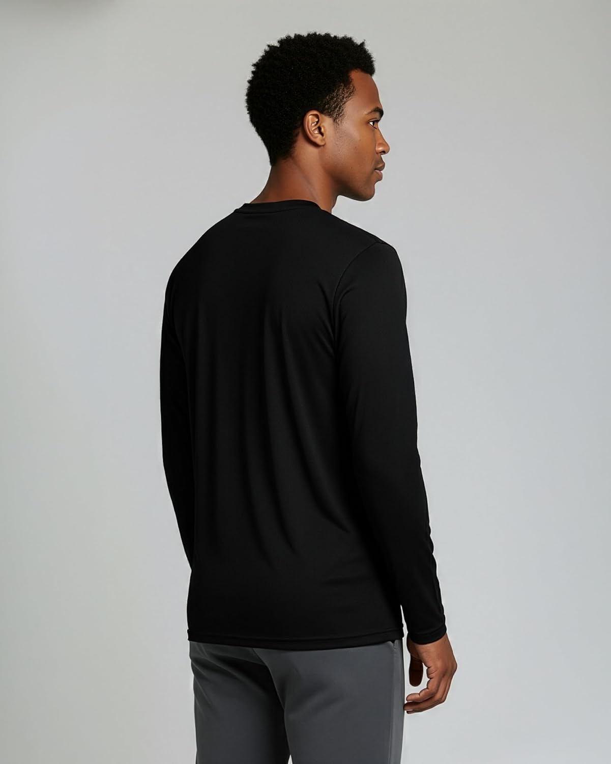 Real Essentials Men's Quick-Dry Athletic Long Sleeve T-Shirt - UPF SPF UV Protection | 3 & 5 Pack Available in Big & Tall