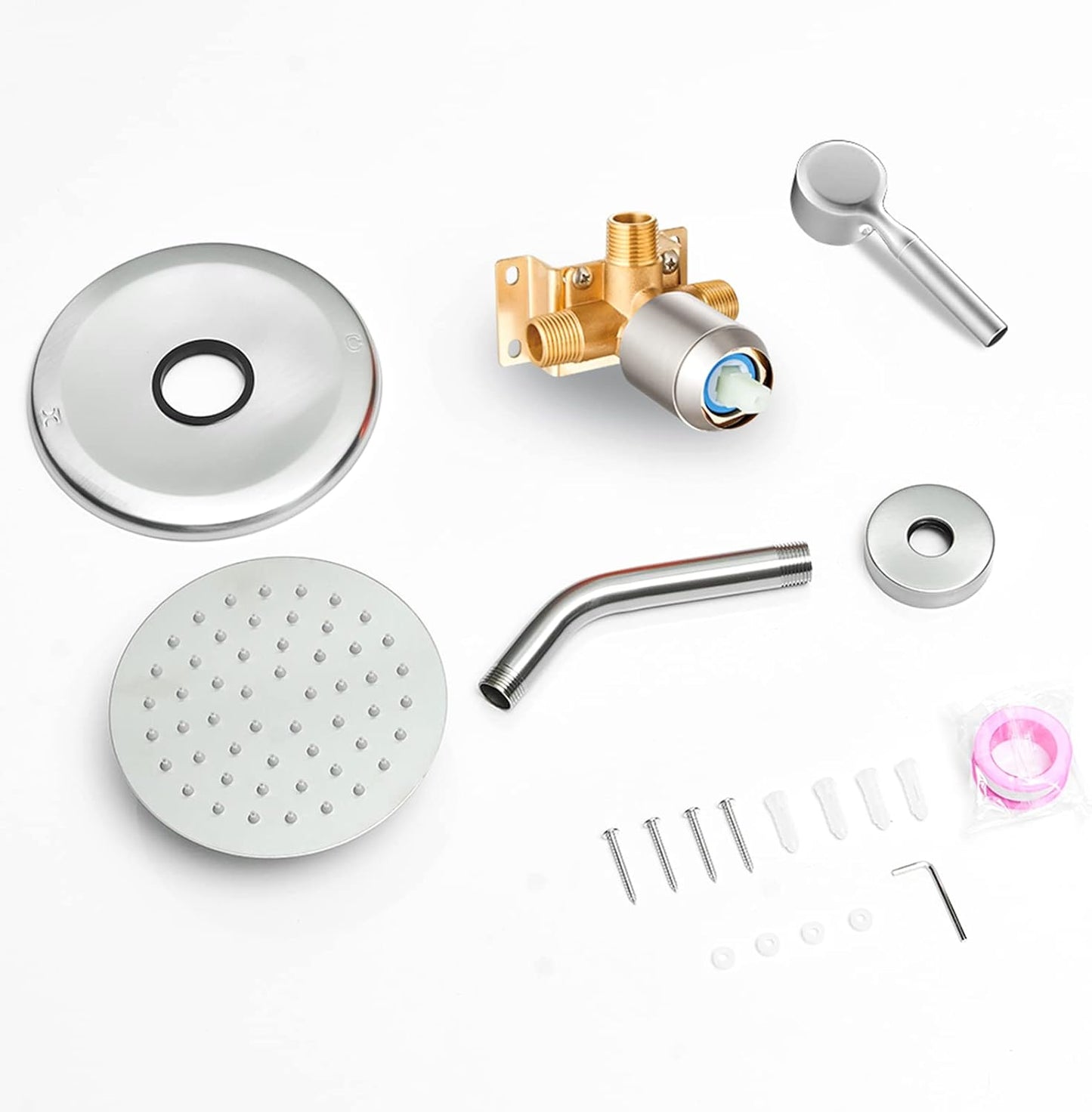 High Pressure 6-Inch Rain Shower Head & Faucet Set with Valve - Modern Bathroom Fixtures