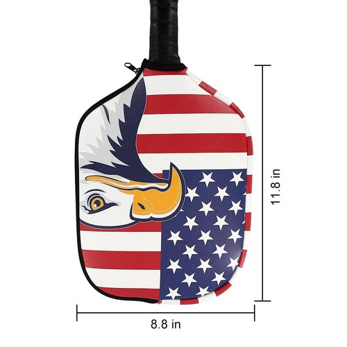GOLTERS Pickleball Paddle Cover 11.8” L x 9" W American Flag Eagle Pattern Perfect For Most Paddle PU Leather Paddle Cover Protect Your Paddle From Scratches Dings and Dents (Eagle)