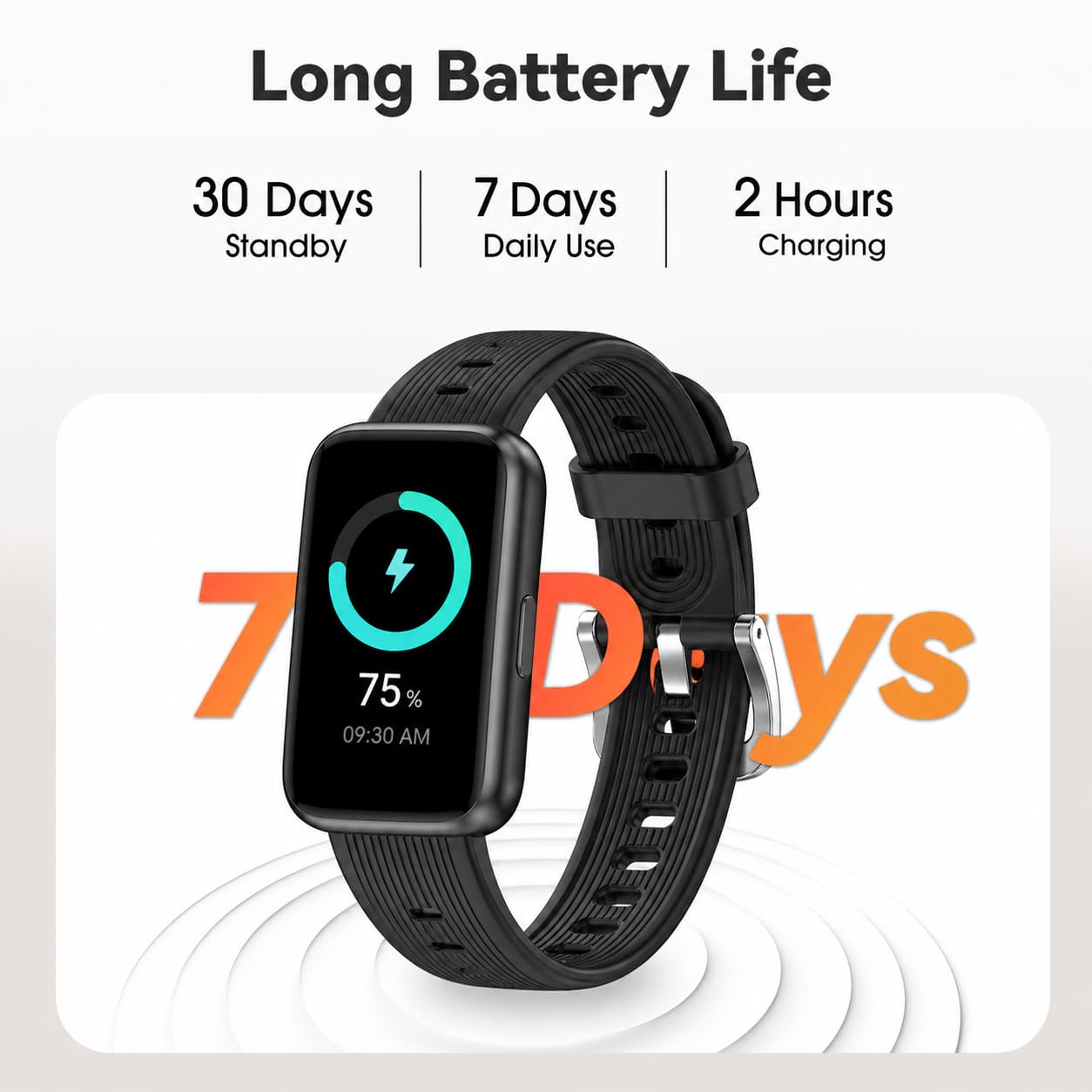 Long Battery Pedometer Watch 14 Days Battery Life, Slim Design No App/Phone Required Fitness Tracker, 50 Meters Waterproof Smart Watch, Heart Rate & Blood Oxygen Monitor Step Counter for Men Women