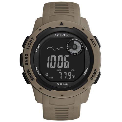 AVTREK Tactical Watch with Compass,50M Waterproof Pedometer, Digital Altimeter Watch for Outdoor Hiking/Climbing(Cafe)