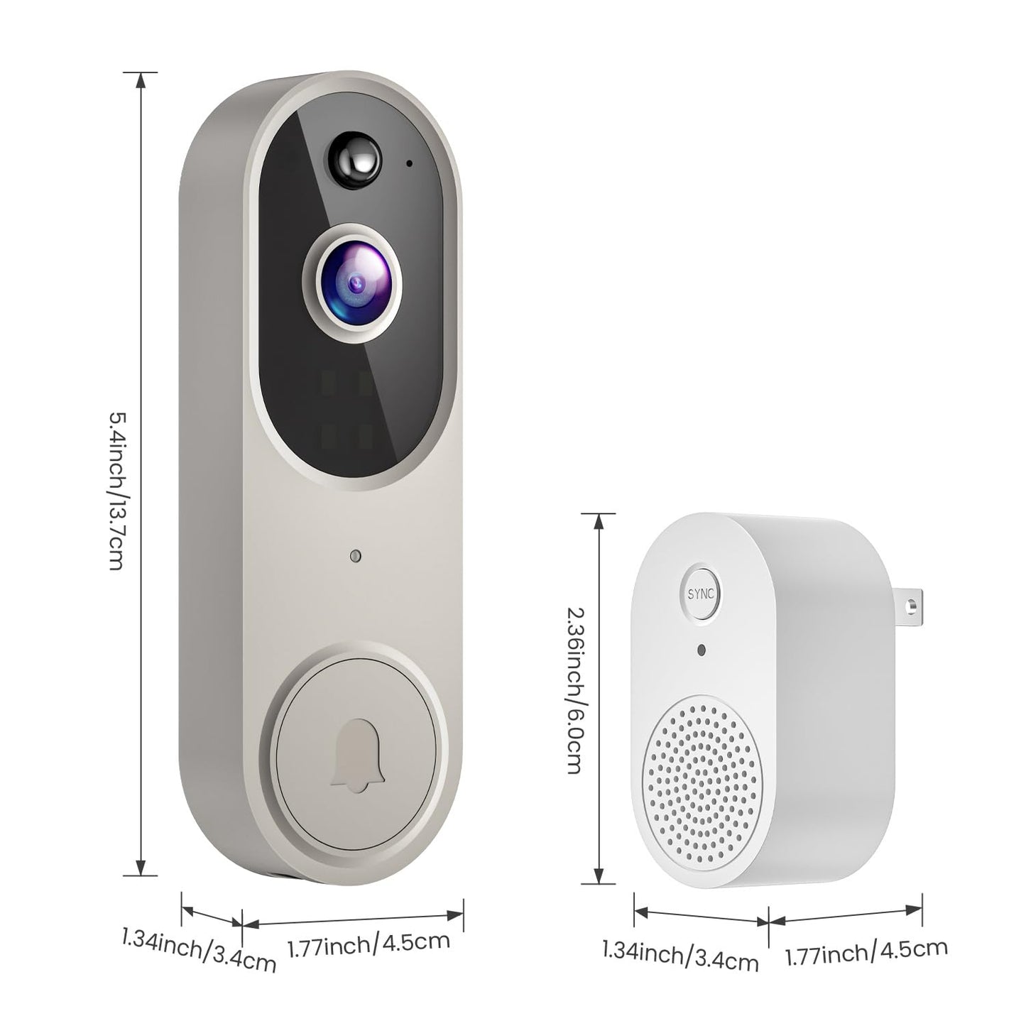 SwagBuzz 1080p Wireless Video Doorbell Camera with Night Vision, Two Way Audio and AI Motion Detection, 2.4G WiFi, Cloud Storage, Battery Powered