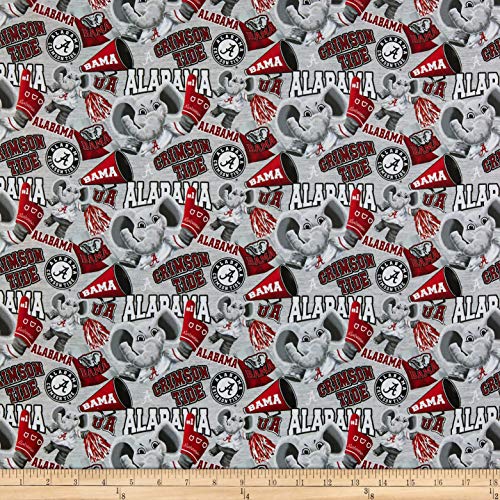 100% Cotton Alabama Crimson Tide Fabric by the Yard - 44" Wide