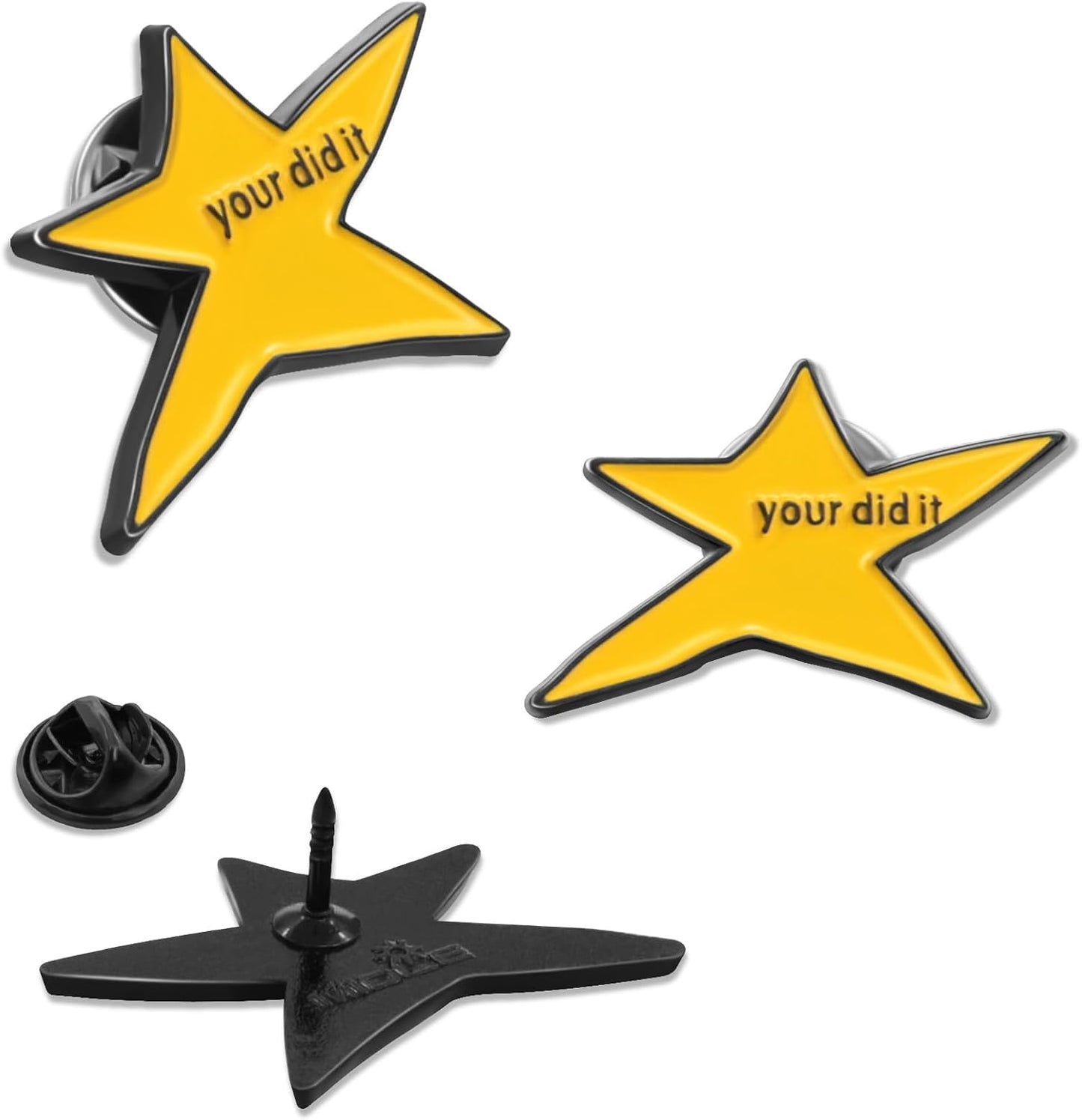 Skiennix Yellow Star Enamel Lapel Pins - Inspirational Badges for Graduation & Desk Decor | 10/20/50/100 Pack