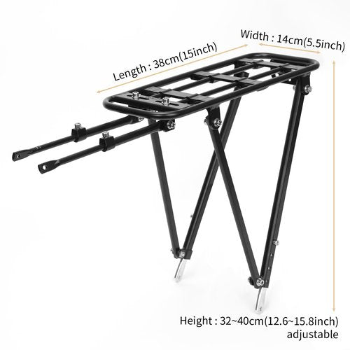 Bike Rear Rack Aluminum: Fits Most 26-29" No Disc Brake & Some Disc Brake Bikes (See The Image Gallery to Check Compatibility), 60lbs Capacity Bike Cargo Rack, Assembly