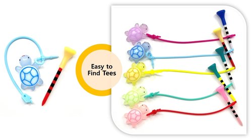 LUCIDDREAM Glow in Dark Turtle Golf Tees Hanger 5 Pcs Silicone- 3-1/4" Adjustable Height Tee - Tee Loss Prevention- Excellent Golf Accessory Gift- Golf Tees Holder- Durability and Stability Gift