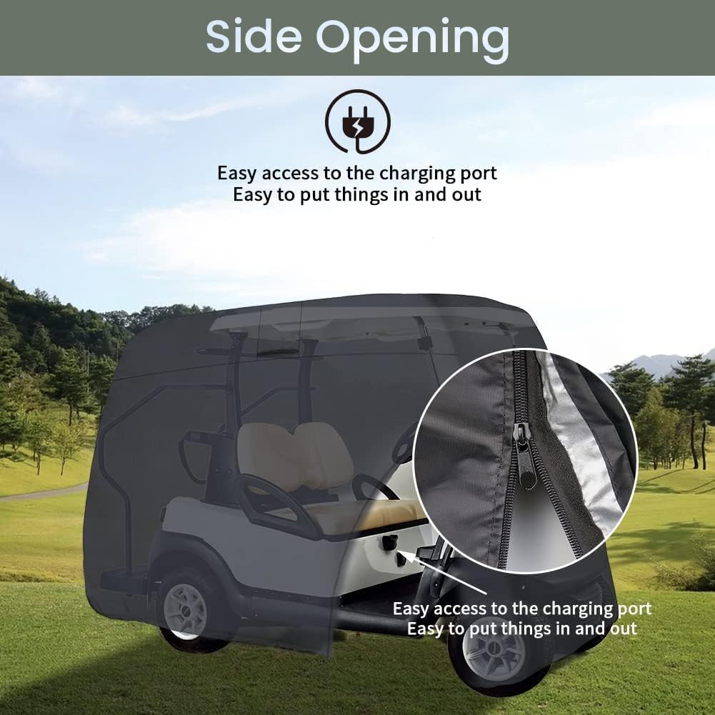 Joymo Golf Cart Cover 6/8 Passenger, Golf Cart Rain Covers, Heavy-Duty All Weather Protection Cover for EZ GO Golf Cart Accessories, Outdoor Seat Covers Evolution Golf Carts(156" L x 55" W x 79" H)