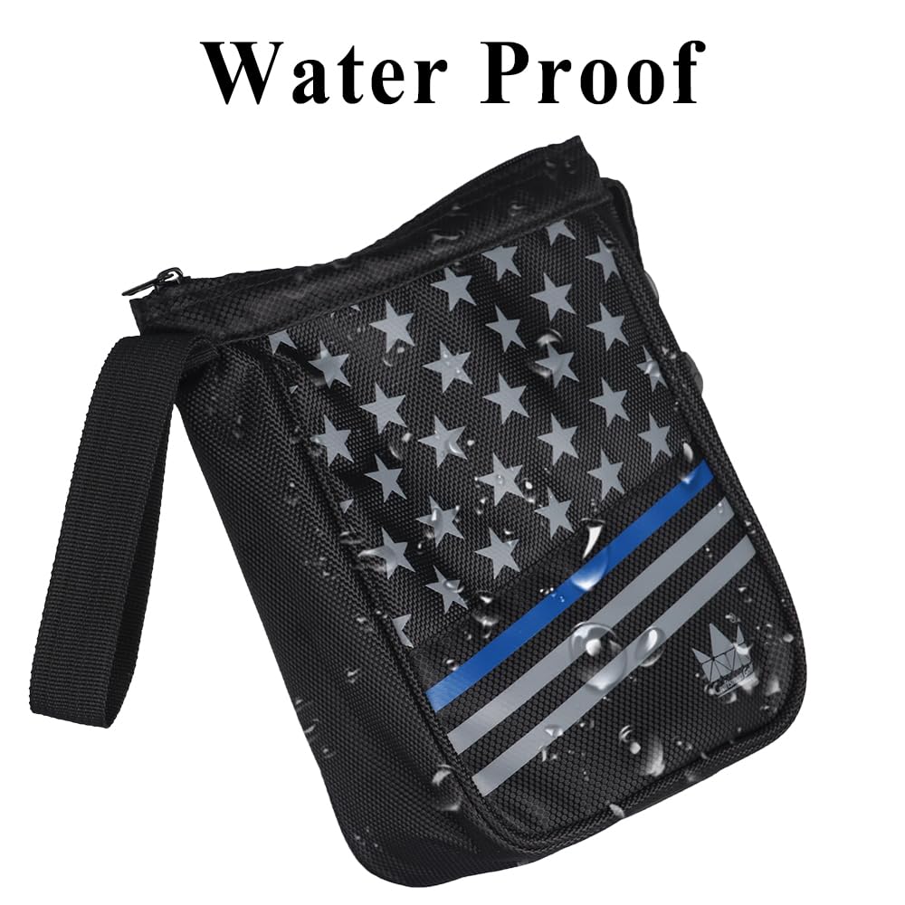Craftsman Golf Star Stripes Black Waterproof Golf Balls Accessory Bag w/Hook and Wristlet Zipper Closure