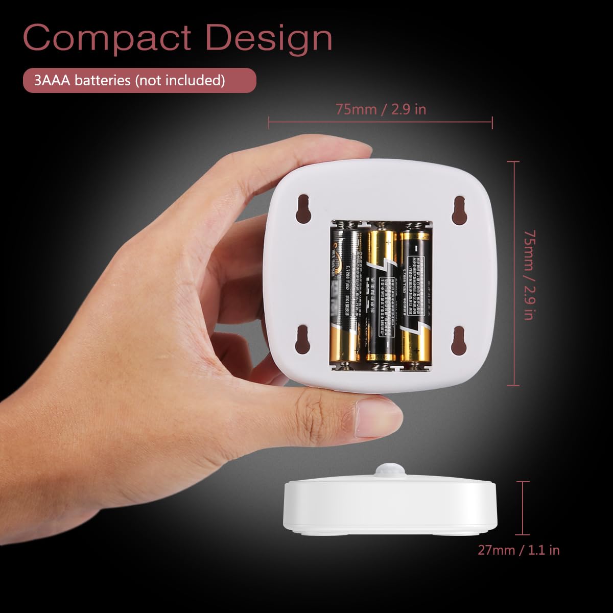 LOFICOPER Motion Sensor Light Indoor, (Upgraded) Stick on LED Night Light, Battery Operated Closet Light, Auto ON/Off Cabinet Light, for Bathroom, Bedroom, Stairs, Hallway, White, 3 Pack