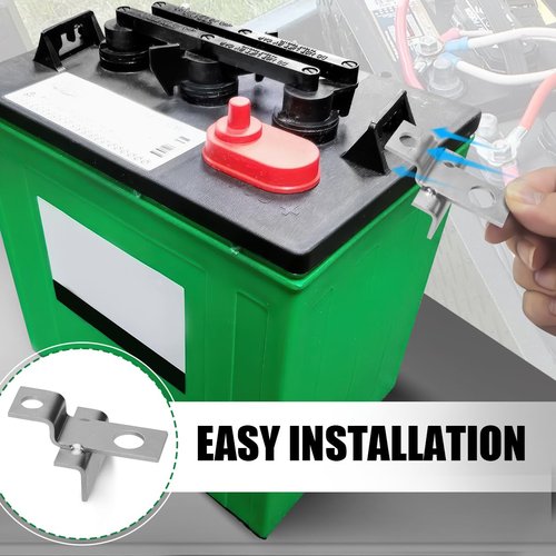 Jerbor 8Pcs Battery Hold Down Brackets for GC2 Battery, Battery Mount Bracket Hold Accessories for RV Marine Golf Cart Applications