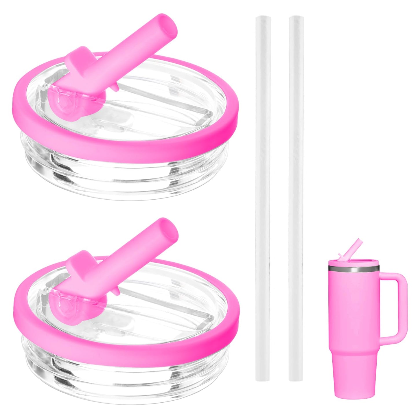 30 oz Replacement Lid for Stanley Quencher Tumbler with Handle, 2 PCS Spill Proof Lid Accessories Fit, Leak-Proof Splash Resistant Replaceble Cover Cap for Stanley, (Pink)