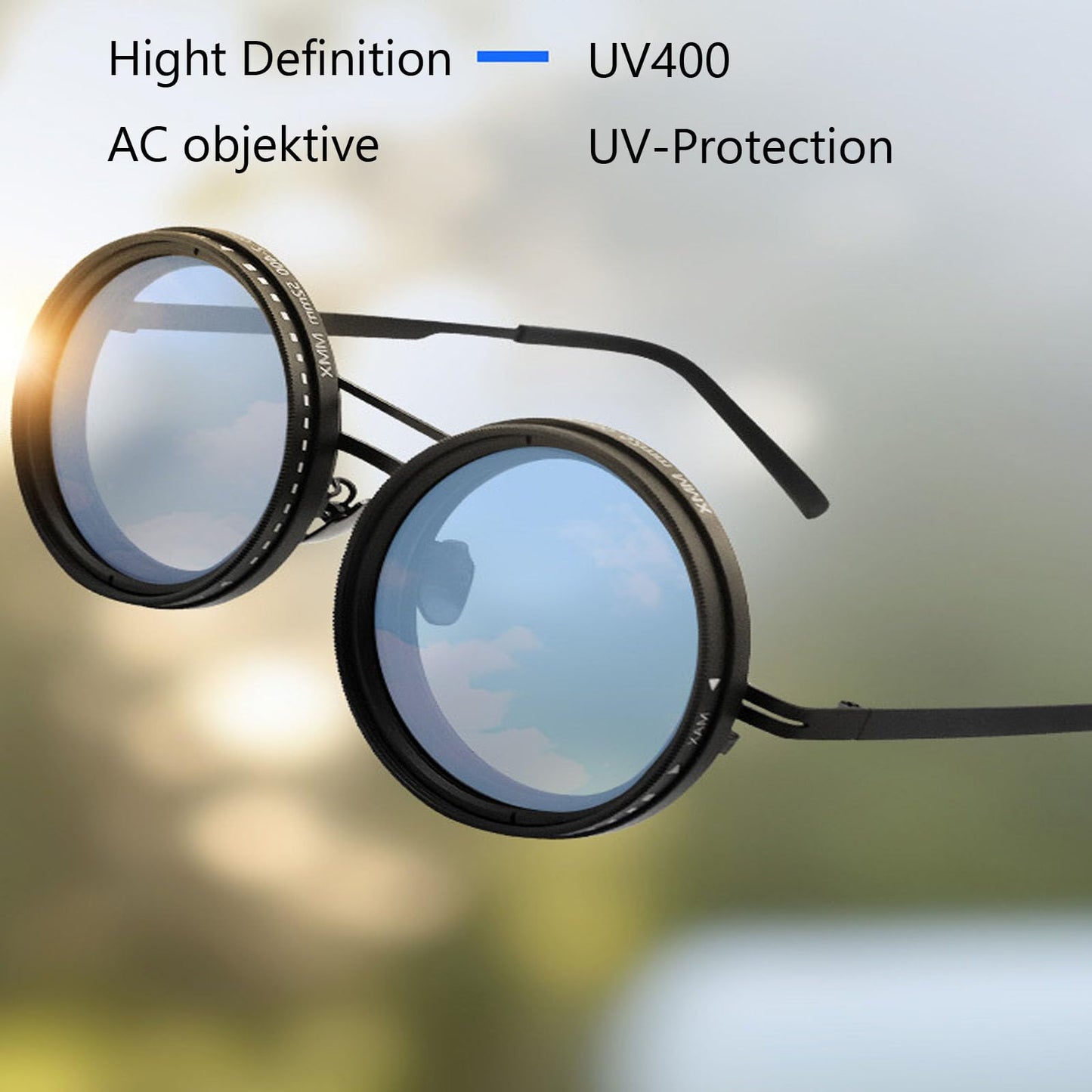 yunanwa Adjustable Tint Sunglasses for Men, 1-9 Gears Rounded Polarized Glasses with Nd Filter Lensesadjust Shade Sunglasses for Men Beach Shady Fishing Driving
