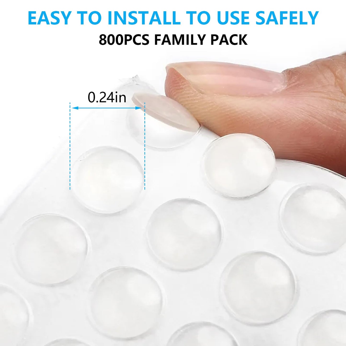 PASDUCHAS 800 PCS Cabinet Door Bumpers Clear Self Adhesive, Stoppers for Cabinets