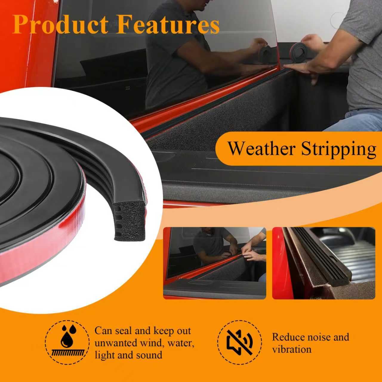 326A0004 Ribbed Bulkhead Seal Strip 3/5" X 65", Tonneau Cover Bulkhead/Service Kit/Self-Adhesive EPDM Foam Rubber Seal W/Tape/Ideal Weather Stripping