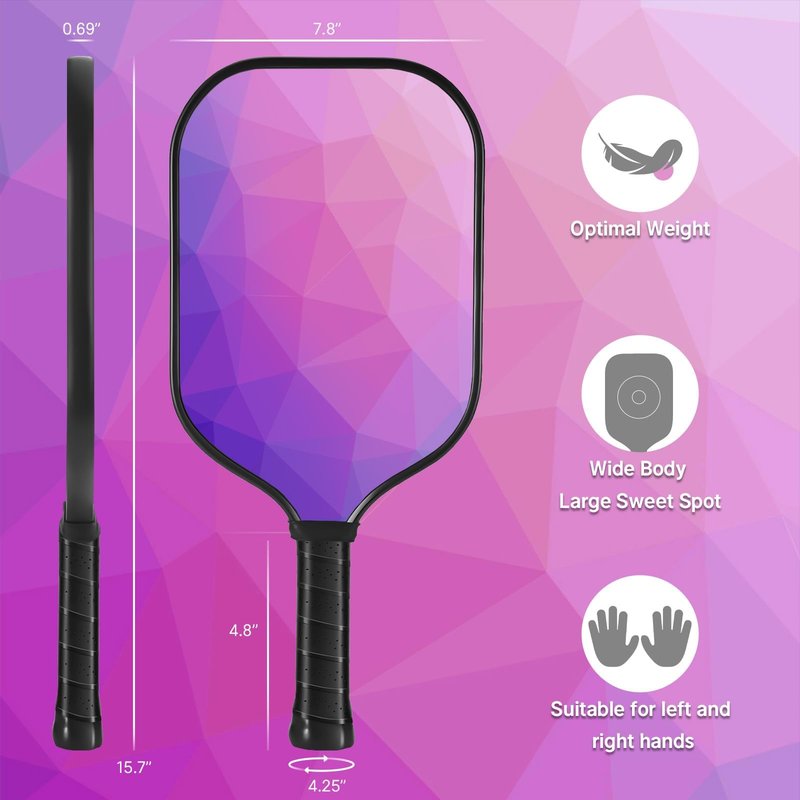 Ragebby Pickleball Paddles Set of 2 Lightweight Pickleball Rackets, Fiberglass Surface, 4 Balls, 1 Bag, 2 Grip Tape, Pickleball Paddles Set for Men, Women