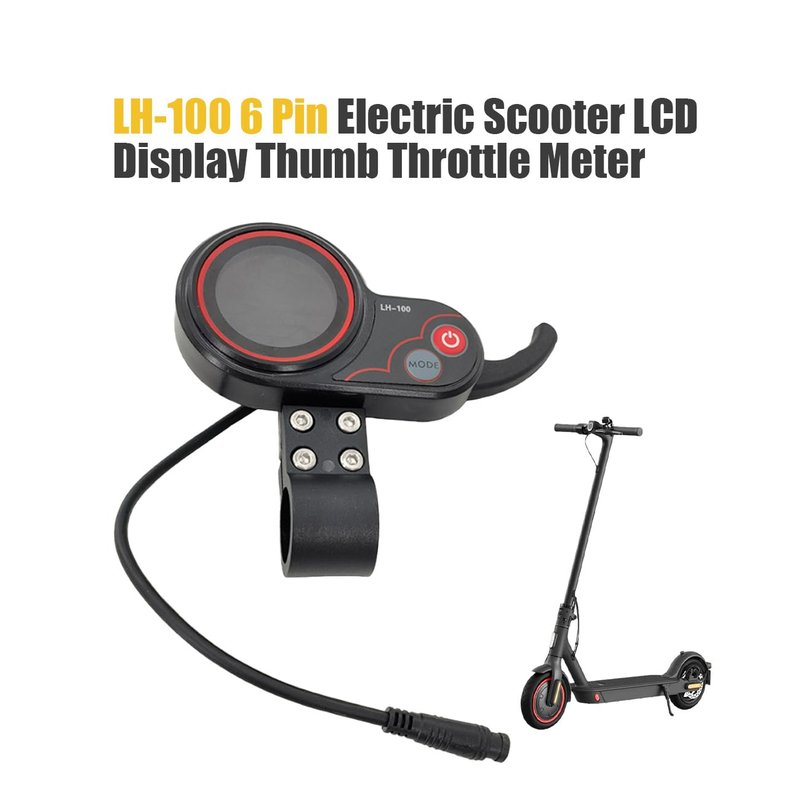 Wokyo LH-100 Electric Scooter LCD Display Throttle with Thumb Control, 6 Pin Communication Instrument, Electric Scooter Thumb Throttle with 2 in 1 Speedometer Manual Control Panel