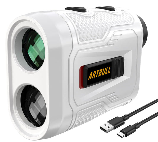 SG SURGOAL 7 in 1 Golf Laser Rangefinder 6X Magnification with Slope Switch Built-in Magnet, Flag Lock Vibration, USB-C Rechargeable White 650yd