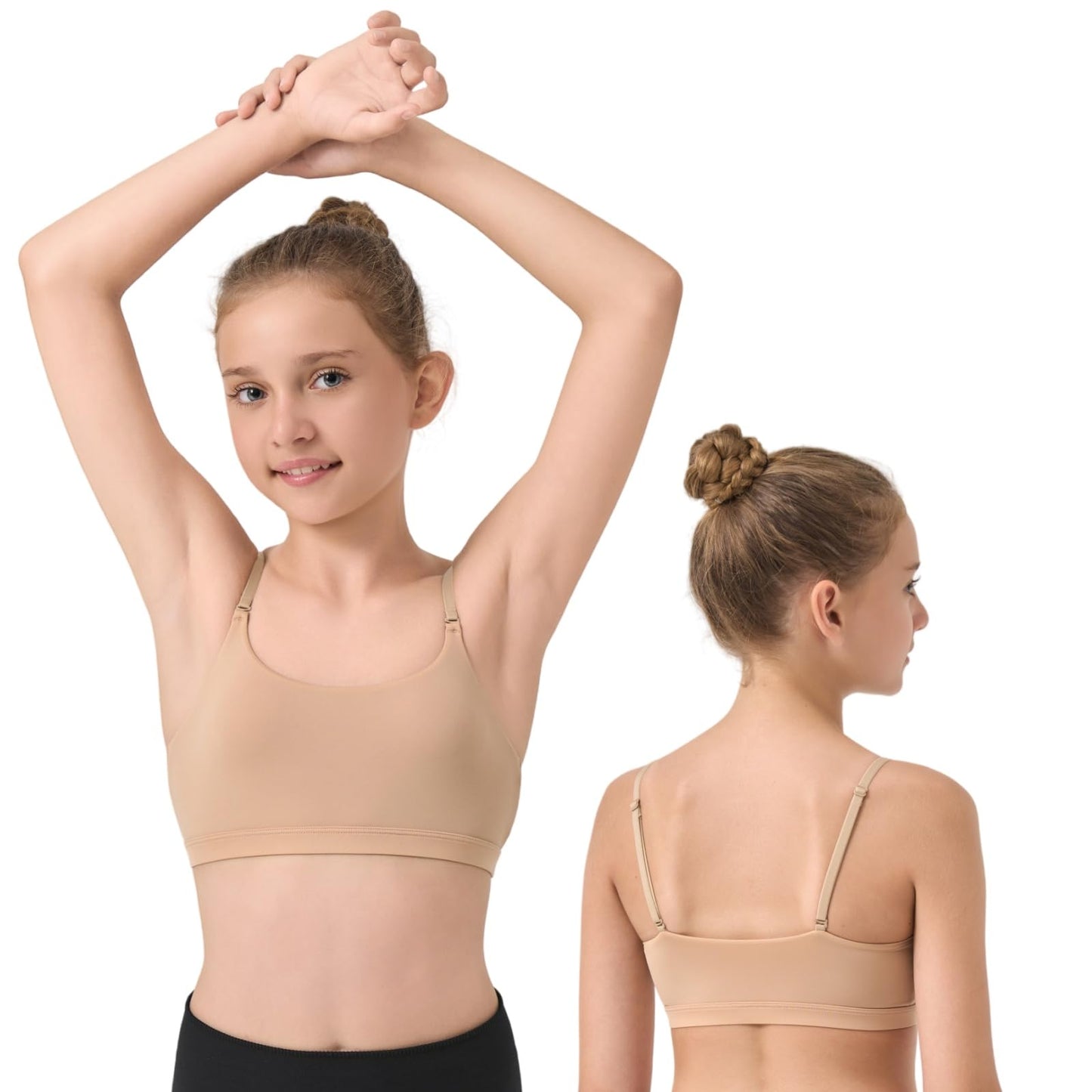 Sanstrong Dance Gymnastic Ballet Sport Bras for Girls Seamless Nude Trainning Sport Underwear Bra for Children Teens