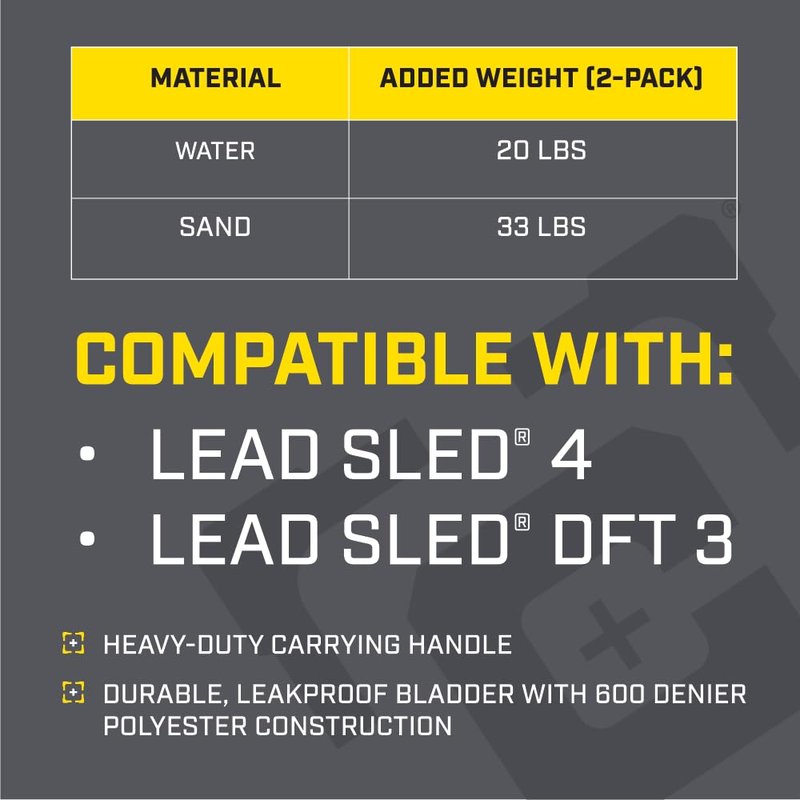 Caldwell Large Lead Sled Weight Reservoir for Lead Sled 4 or DFT 3, Refillable, Water-Tight Seal, 1.2 Gallon Capacity, 2 Pack, for Reducing Recoil, Shooting Rest, and Range