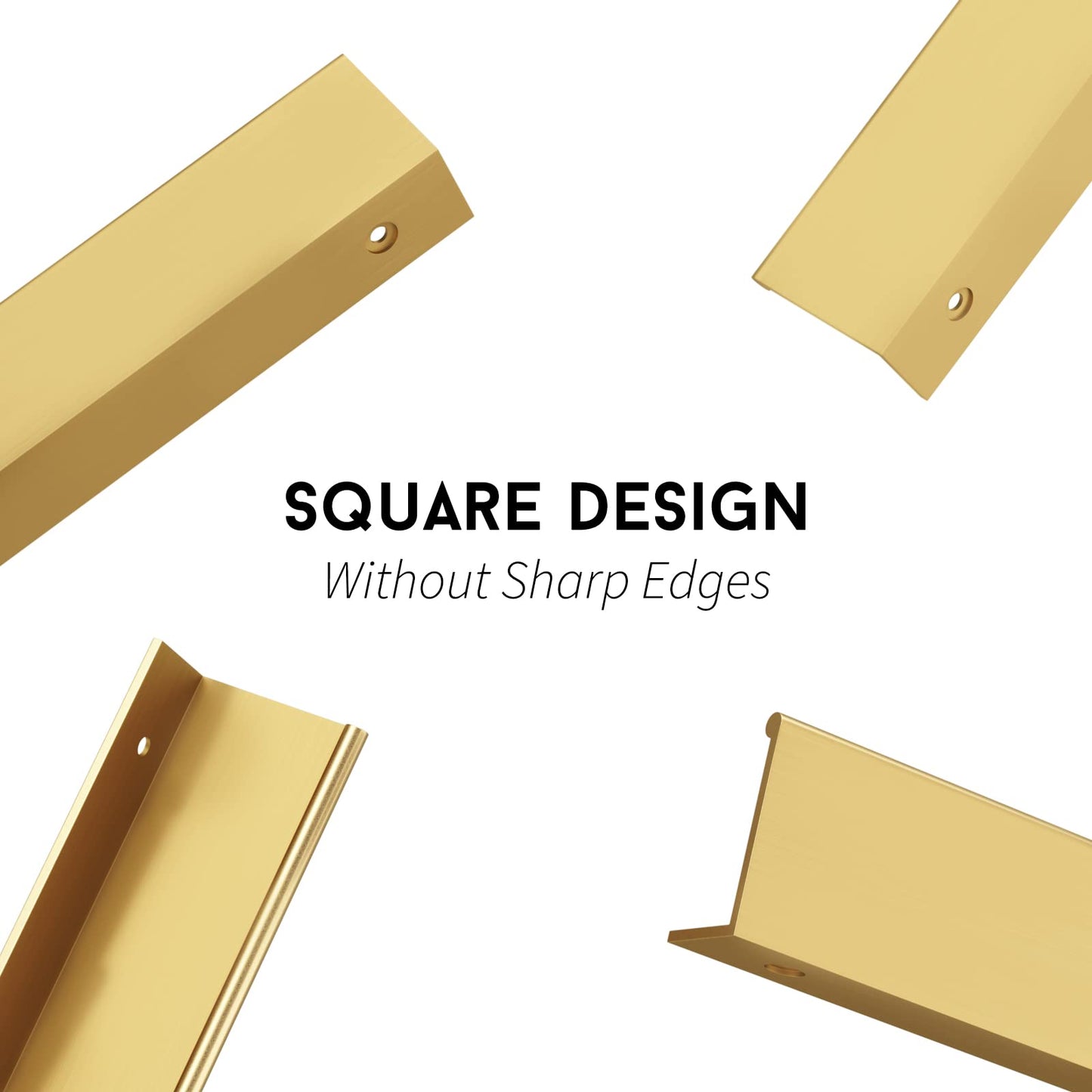 goldenwarm 30 Pack Gold Finger Edge Pulls Drawer Finger Pulls Champagne Gold Kitchen Hardware Handles Bedroom Dresser Drawers,6-1/4 in Hole Center