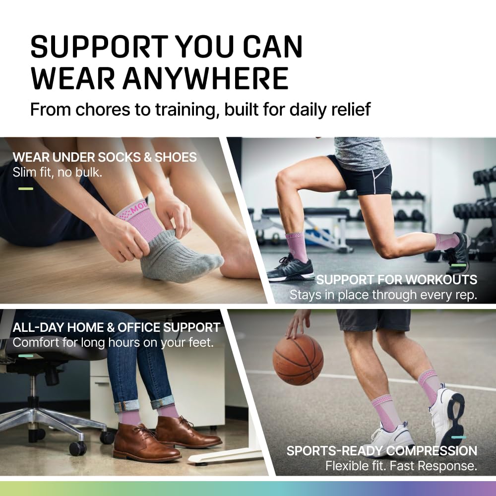 Modvel Foot & Ankle Brace Socks for Sprained Ankle Compression Sleeve - Plantar Fasciitis Relief Brace, Foot Support for Women & Men - Tendonitis & Arthritis Foot Sleeve, Stabilizing Ankle Wrap