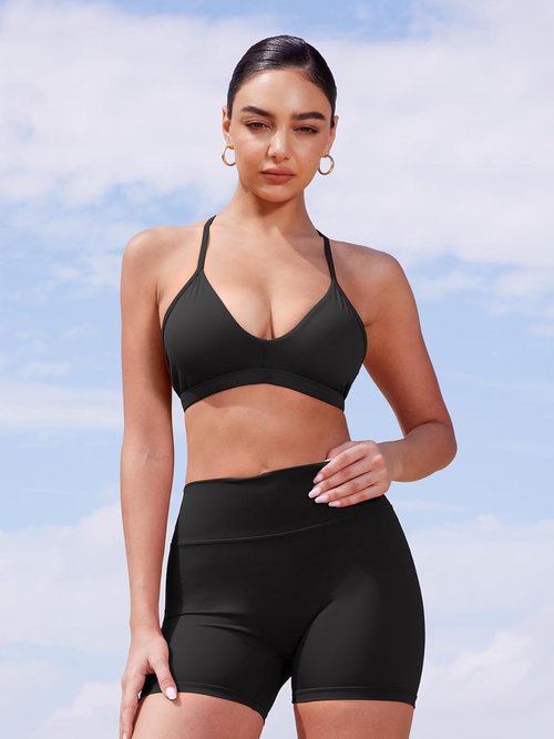 HIGORUN Women's Gym Workout Shorts - High Waisted Tummy Control Biker Shorts | 4.5" Athletic Yoga