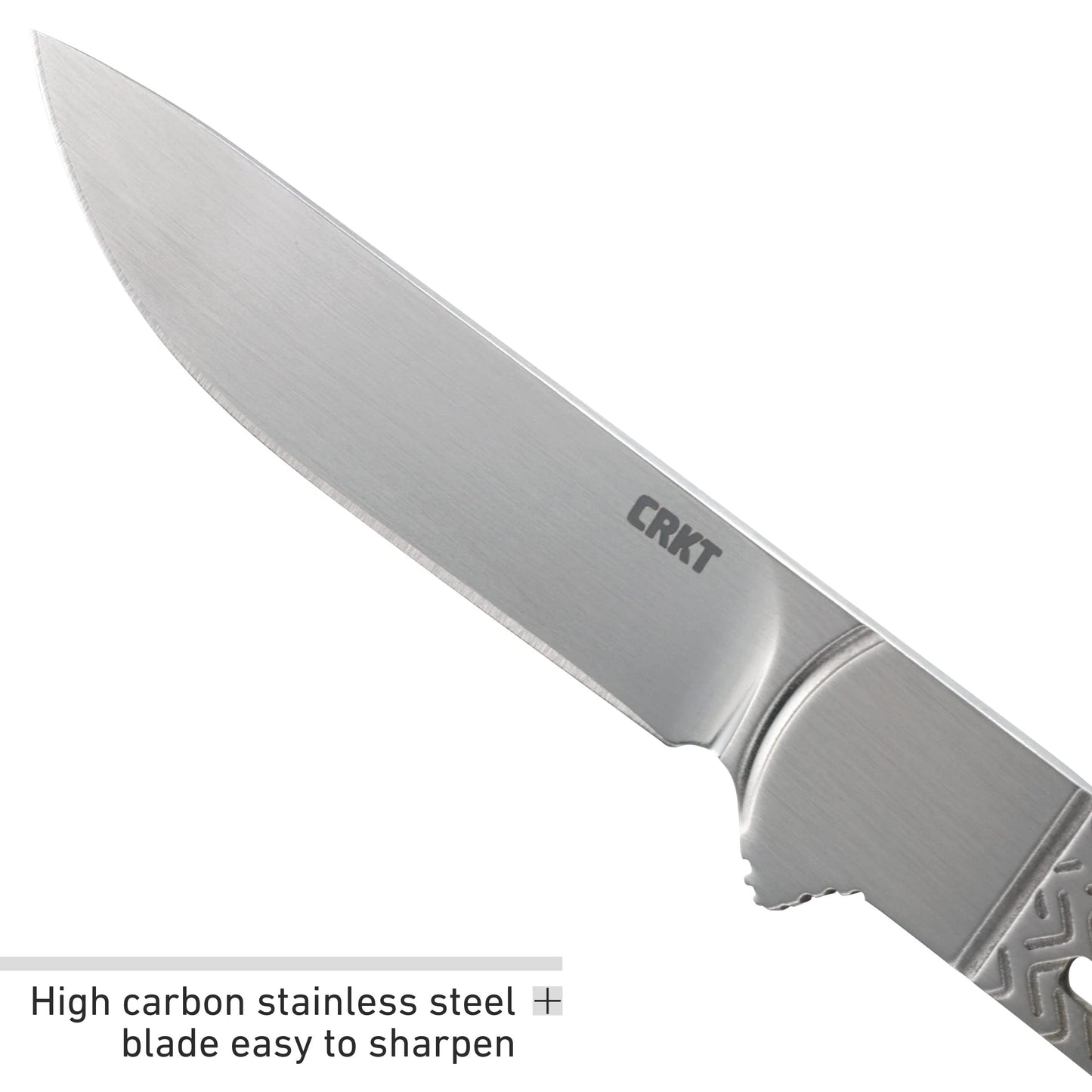 CRKT Testy Fixed Blade Knife with Sheath: Lightweight Everyday Carry, Textured Stainless Steel Handle, Glass Reinforced Nylon Sheath 7524,Silver