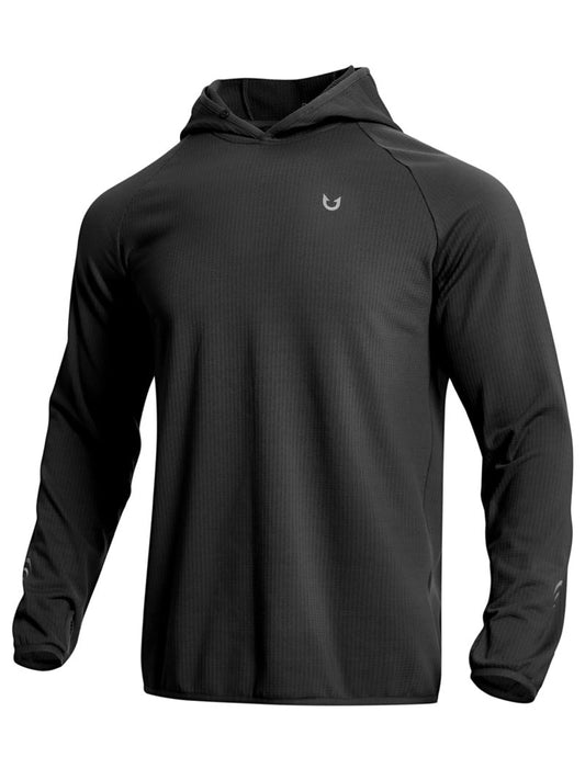 NORTHYARD Men's Running Hoodie Lightweight Fleece Workout Gym Hooded Sweatshirts Long Sleeve Cold Weather Golf Pullover BLACK L