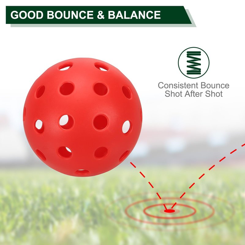 PATIKIL Outdoor Pickleball Balls 40 Holes Pickleball 40 Pack Pickleball Balls for Amateurs Indoor and Outdoor Sport, Red